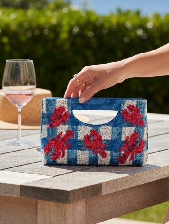 America & Beyond Handbags - America & Beyond NWT Viral Beaded Lobster Clutch - Coastal Chic Nautical
